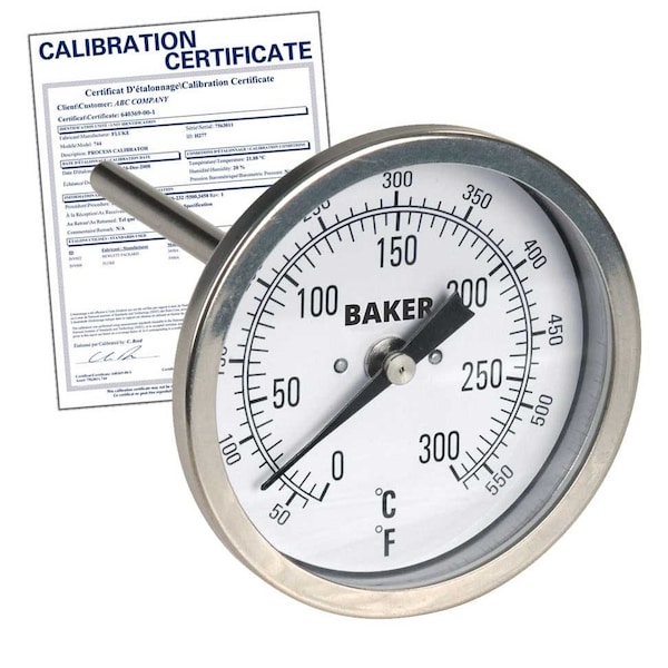 Baker Instruments T3004-550 Bimetal Thermometer, 50 to 550 deg F (0 to 300 deg C), T3004-550-NIST - main